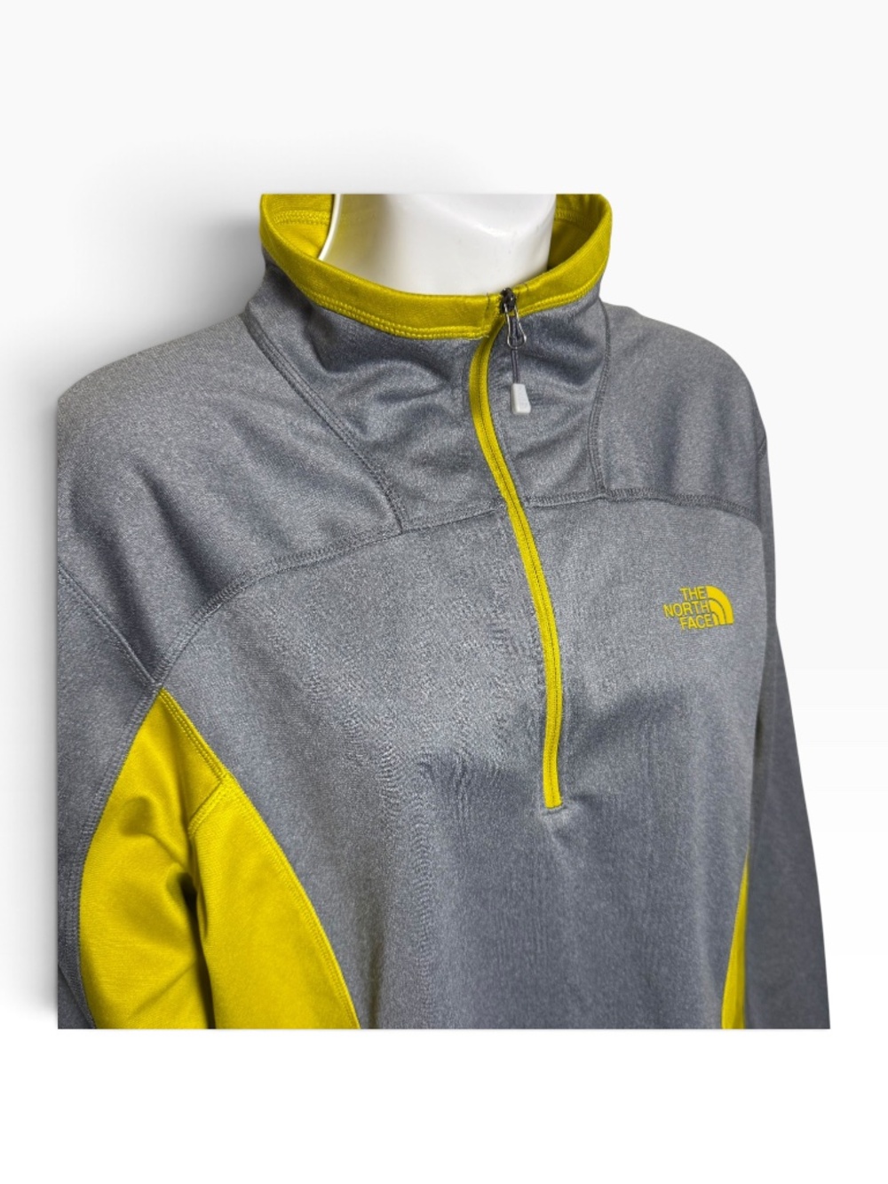 The North Face Men's 1/4 Zip Pullover Jacket Gray & Chartreuse Yellow